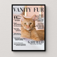 Load image into Gallery viewer, Funny Personalized Magazine Style Cat Portrait (Framed) "Classic Cat" - DOGUE By Gina