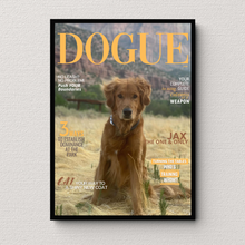 Load image into Gallery viewer, Funny Personalized Magazine Style Dog Portrait (Framed) "Classic" - DOGUE By Gina