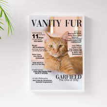 Load image into Gallery viewer, Funny Personalized Magazine Style Cat Portrait (Framed) "Classic Cat" - DOGUE By Gina