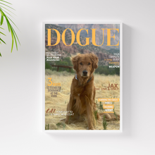 Load image into Gallery viewer, Funny Personalized Magazine Style Dog Portrait (Framed) "Classic" - DOGUE By Gina