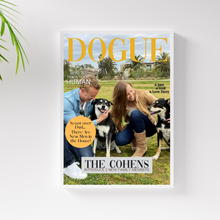 Load image into Gallery viewer, Funny Personalized Magazine Style Dog Portrait (Framed) "Fido Family Photo" - DOGUE By Gina