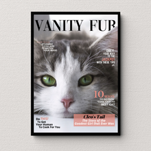 Load image into Gallery viewer, Memorial Personalized Magazine Style Cat Portrait (Framed) "Forever Chasing Mice" - DOGUE By Gina