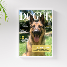 Load image into Gallery viewer, Memorial Personalized Magazine Style Dog Portrait (Framed) "Forever Chasing Squirrels" - DOGUE By Gina