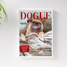 Load image into Gallery viewer, Funny Personalized Magazine Style Dog Portrait (Framed) "Lazy" - DOGUE By Gina