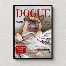 Load image into Gallery viewer, Funny Personalized Magazine Style Dog Portrait (Framed) "Lazy" - DOGUE By Gina
