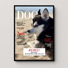 Load image into Gallery viewer, Funny Personalized Magazine Style Dog Portrait (Framed) "Naughty" - DOGUE By Gina