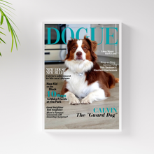 Load image into Gallery viewer, Personalized Magazine Style Dog Portrait (Framed): "New Kid On the Block" - DOGUE By Gina