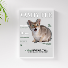 Load image into Gallery viewer, Funny Personalized Magazine Style Cat Portrait (Framed) "Sassy" - DOGUE By Gina