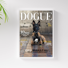 Load image into Gallery viewer, Funny Personalized Magazine Style Dog Portrait (Framed) "Sassy" - DOGUE By Gina