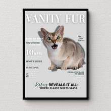 Load image into Gallery viewer, Funny Personalized Magazine Style Cat Portrait (Framed) "Sassy" - DOGUE By Gina