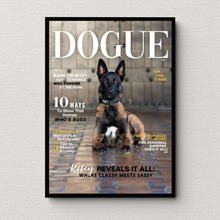 Load image into Gallery viewer, Funny Personalized Magazine Style Dog Portrait (Framed) "Sassy" - DOGUE By Gina