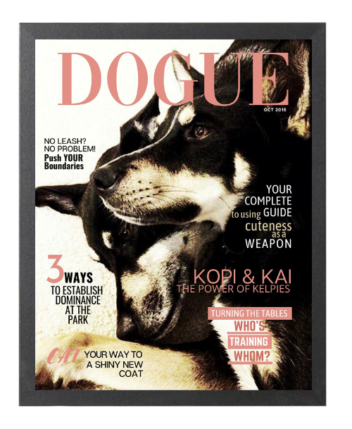 Personalized Dog Magazine Cover- Framed: Classic Theme - DOGUE By Gina