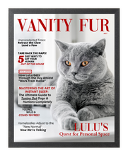 Load image into Gallery viewer, Framed Funny Personalized Magazine Style Cat Portrait - Quarantined Cat - Vanity Fur By Gina - DOGUE By Gina
