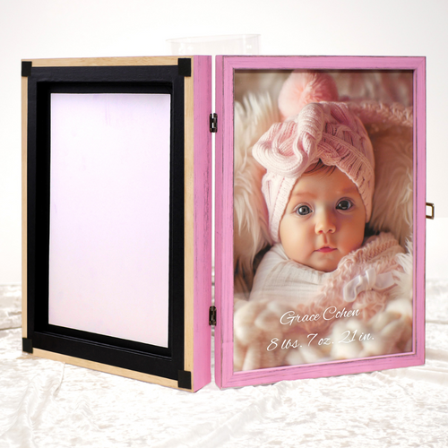 Custom Wooden Baby Keepsake Box/ Shadow Box Many Colors 8 x 8 inches (inside) - DOGUE By Gina