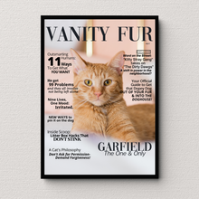 Load image into Gallery viewer, Funny Personalized Magazine Style Cat Portrait (Framed) &quot;Classic Cat&quot; - DOGUE By Gina
