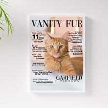 Load image into Gallery viewer, Funny Personalized Magazine Style Cat Portrait (Framed) &quot;Classic Cat&quot; - DOGUE By Gina
