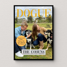 Load image into Gallery viewer, Funny Personalized Magazine Style Dog Portrait (Framed) &quot;Fido Family Photo&quot; - DOGUE By Gina
