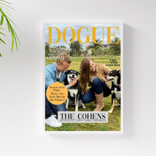 Load image into Gallery viewer, Funny Personalized Magazine Style Dog Portrait (Framed) &quot;Fido Family Photo&quot; - DOGUE By Gina
