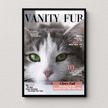 Load image into Gallery viewer, Memorial Personalized Magazine Style Cat Portrait (Framed) &quot;Forever Chasing Mice&quot; - DOGUE By Gina
