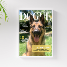 Load image into Gallery viewer, Memorial Personalized Magazine Style Dog Portrait (Framed) &quot;Forever Chasing Squirrels&quot; - DOGUE By Gina
