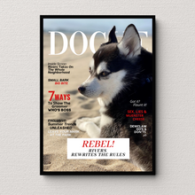 Load image into Gallery viewer, Funny Personalized Magazine Style Dog Portrait (Framed) &quot;Naughty&quot; - DOGUE By Gina
