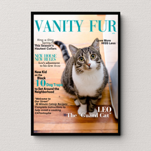 Load image into Gallery viewer, Personalized Magazine Style Cat Portrait (Framed): &quot;New Kid On the Block&quot; - DOGUE By Gina
