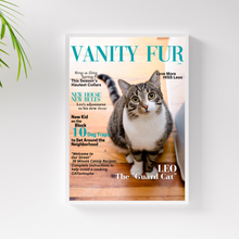 Load image into Gallery viewer, Personalized Magazine Style Cat Portrait (Framed): &quot;New Kid On the Block&quot; - DOGUE By Gina
