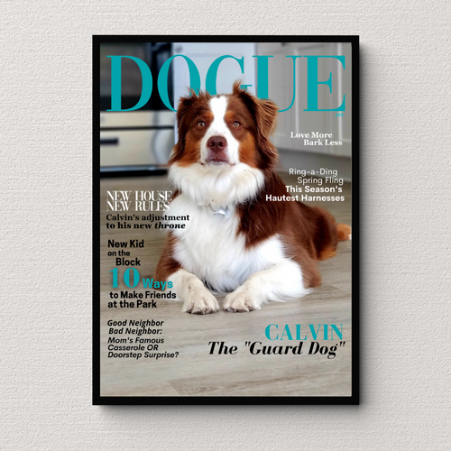 Personalized Magazine Style Dog Portrait (Framed): 