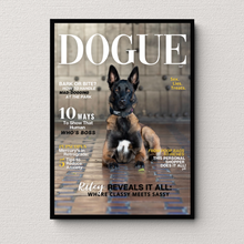 Load image into Gallery viewer, Funny Personalized Magazine Style Dog Portrait (Framed) &quot;Sassy&quot; - DOGUE By Gina
