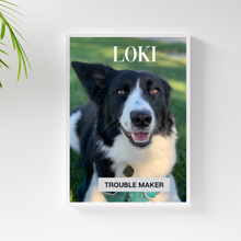 Load image into Gallery viewer, PERSONalized Pet Portrait &quot;TROUBLE MAKER&quot; - DOG or CAT - DOGUE By Gina
