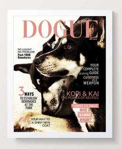 Personalized Dog Magazine Cover- Framed: Classic Theme - DOGUE By Gina