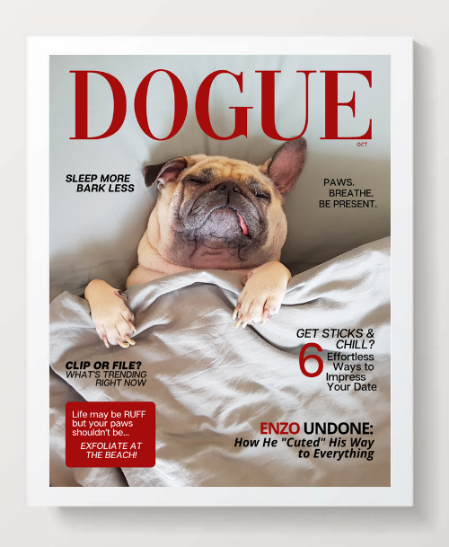 Funny Personalized Magazine Style Dog Portrait (Framed) 