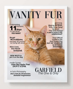 Framed Funny Personalized Magazine Style Cat Portrait - Classic Cat - Vanity Fur By Gina - DOGUE By Gina