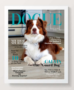 Personalized Magazine-Style Dog Portrait (Framed): New Home Theme - DOGUE By Gina